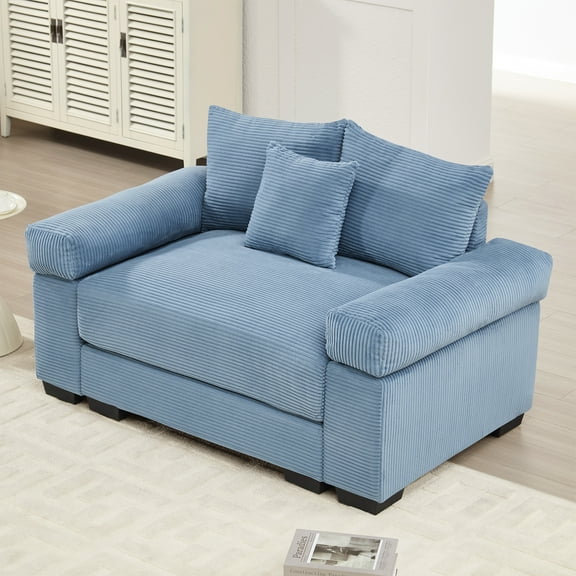 54.3" Oversized Cloud Modular Sectional Couch, Extra-Thick Armrests Good Resilience Cushions, Ergonomic Design Premium Soft Corduroy Fabric, Easy Assembly, for Living Room Study, Blue
