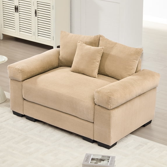 54.3" Oversized Cloud Modular Sectional Couch,Extra-Thick Armrests Good Resilience Cushions Ergonomic Design Premium Soft Fabric,Easy Assembly For Living Rooms Study,Camel
