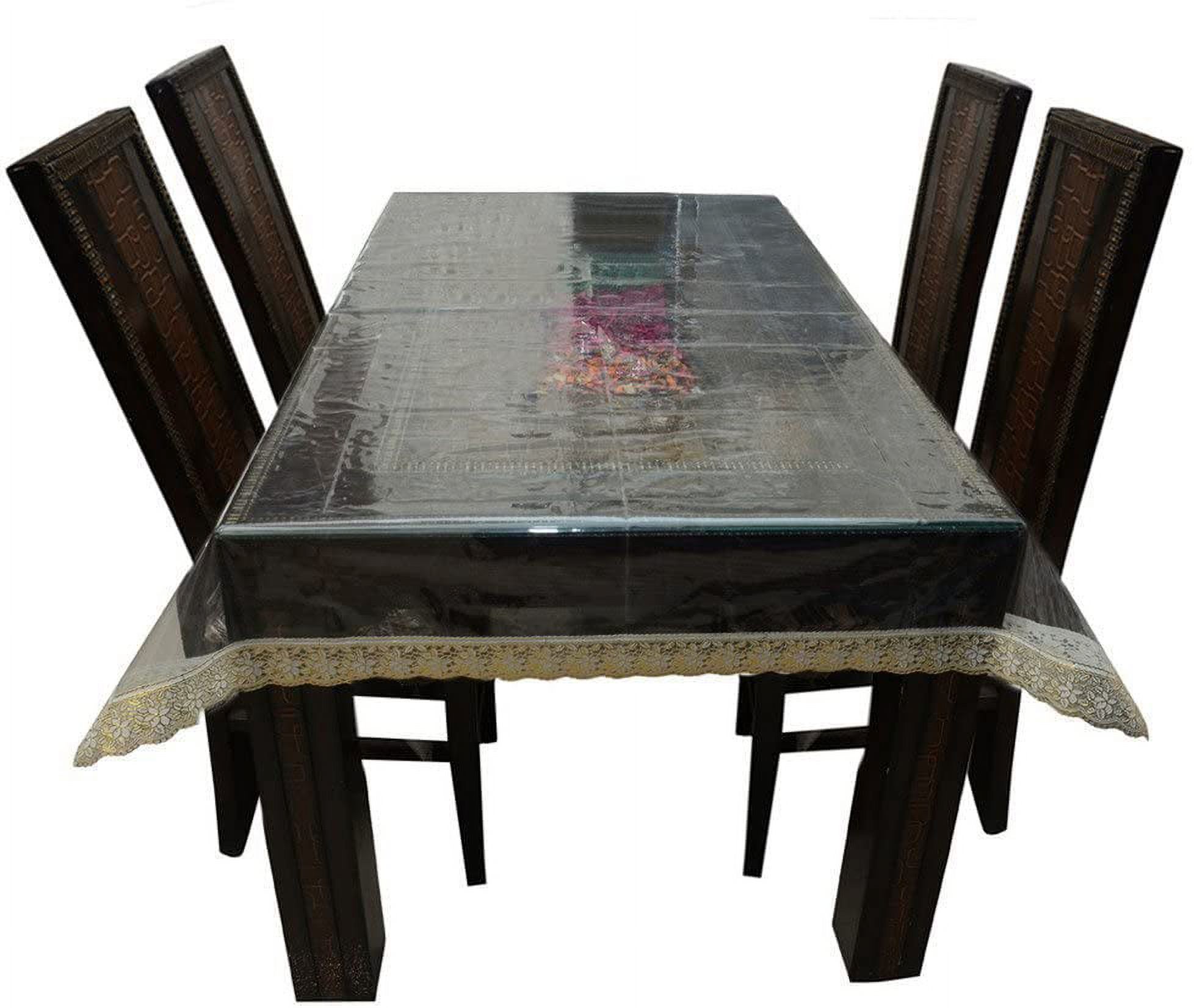 54" x 54" Waterproof Plastic Table Cover with White Lace Border Crystal