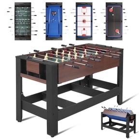 54" 4-in-1 Multi Game Table, Swivel Combo Game Table Set with Air Hockey, Foosball, Pool Billiards & Ping Pong, Indoor Arcade Game Table for Kids, Adults, Home & Game Room