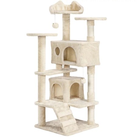 54.5"H Cat Tree Tower Multilevel Kitten Tree Beige