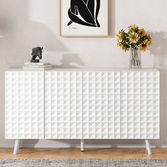 54.5" Wide 4-door Buffet Cabinet - Extra Large Storage Sideboard With Adjustable Shelves, Buffet Cabinet With Storage Coffee Bar Cabinet For Kitchen, Dining Room, Entryway