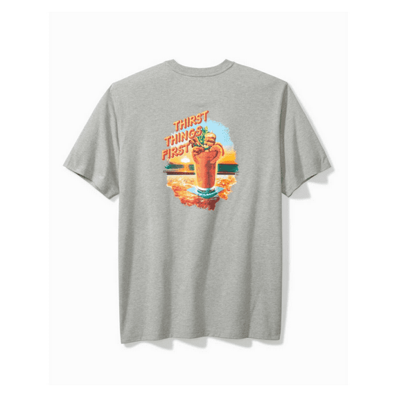 $54.50 Tommy Bahama Men's, Thirst Things First T-Shirt, Gray Heather, S