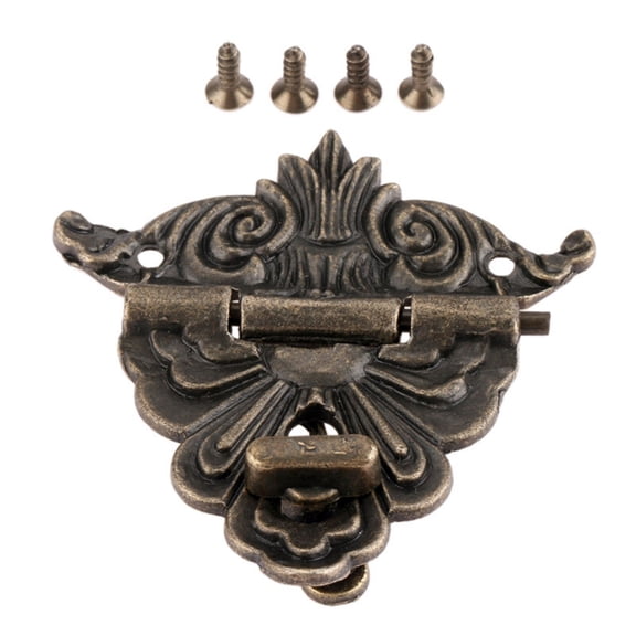 54*58mm Antique Box Latches Funiture Hardware Vintage Decorative Hasp Lock Latch for Jewelry Wooden Box Drawer with Screws