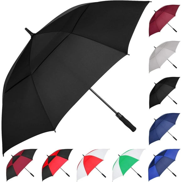 54/62/68/72 Inch Automatic Open Golf Umbrella, Extra Large Oversize Double Canopy Vented Windproof Waterproof Stick Umbrellas for Rain