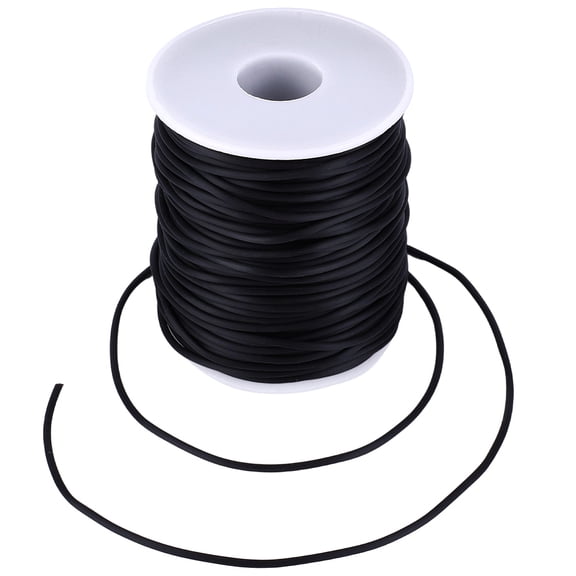 54.68 Yards 2MM Rubber Tube Cord Black 1MM Hole PVC Hollow Pipe Tubing String Barber Cords Stitch Keeping Holder with Spool DIY