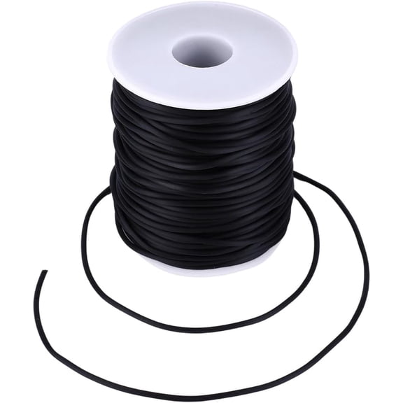 54.68 Yards 2MM Rubber Tube Cord Black 1MM Hole PVC Hollow Pipe Tubing String Barber Cords Stitch Keeping Holder with Spool