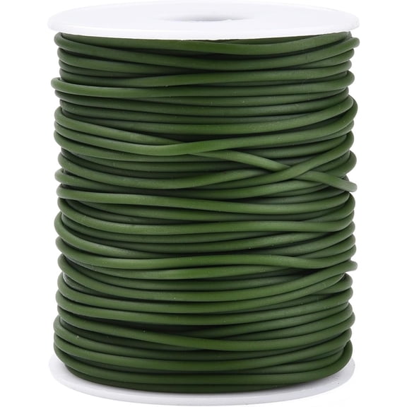 54.68 Yards 2mm Hollow Rubber Tubing Jewelry Cord 1mm Hole PVC Tubular Tube Thread with Spool for DIY Craft Bracelet Necklace Jewelry Making(Dark Olive Green)