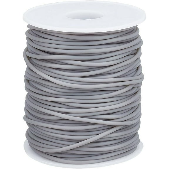 54.68 Yards/ 50m Knitting Cord Rubber Cords Knitting Barber Stitch Holder Cords 2mm Hollow Pipe Soft Rubber Cords Tube Cords Tubing Barber Cord with 1mm Hole Memory Wire for Knit Crafts DIY Gray