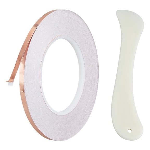 54.68 Yards(50m)/Roll Copper Tape EMI Shielding Copper 0.24" Self-Adhesive Copper Foil Conductive Tape with 1Pc Plastic Letter Opener Tool for Guitar Electrical DIY PeachPuff DIY