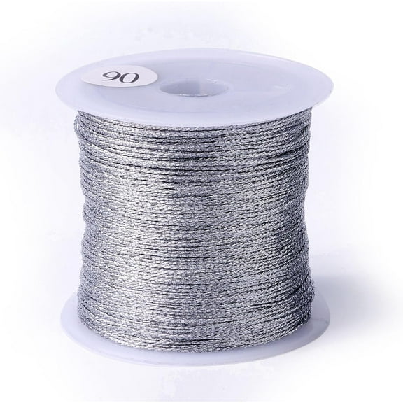 54.68 Yards Metallic Thread 0.5mm Metallic Beading Cords Thread String with Spool for Christmas Ornament Hanging Decoration Gift Wrap Ribbon Craft Making(Silver) Silver