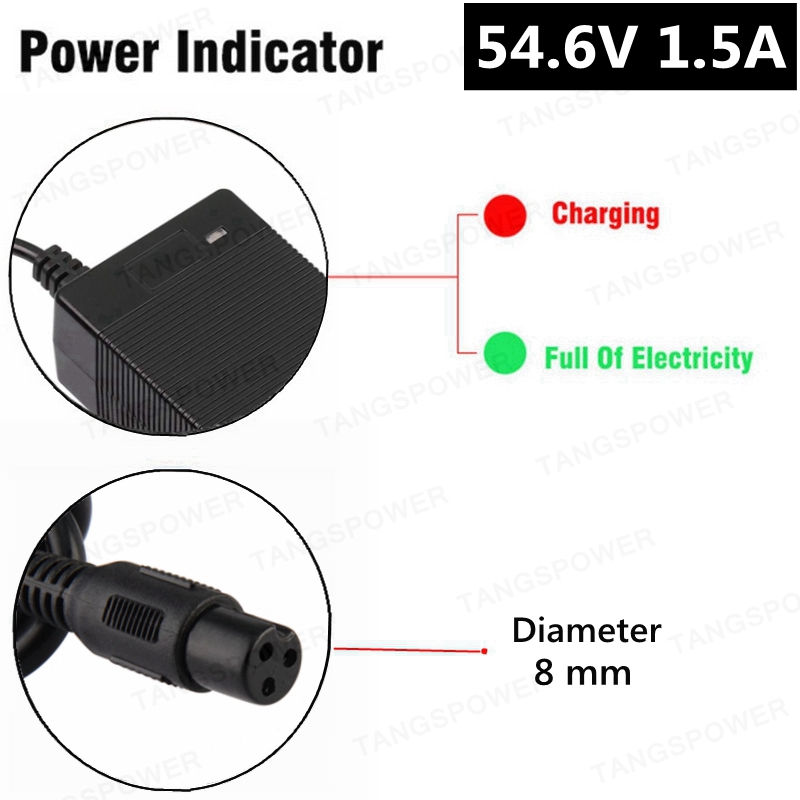 54.6V 1.5A lithium battery ebike charger for 48V electric bike 13S Li