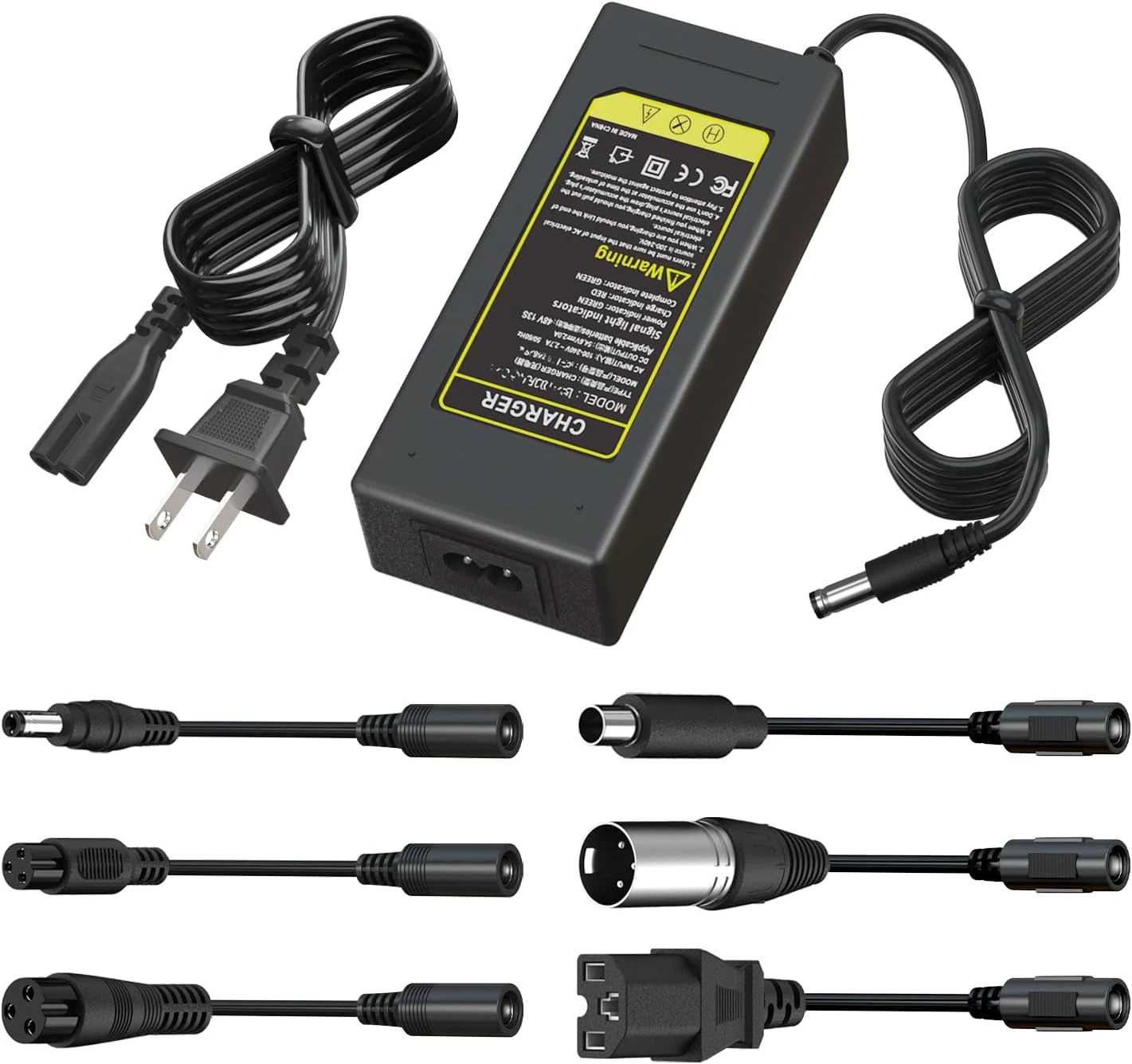 54.6V 2A Fast Battery Charger with 6 Plugs for 13S 48V Lithium Battery