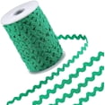 thumbnail image 1 of 54.6Yds/50m RIC Rac Trim Ribbon Green Wave Bending Fringe Trim 0.2"/5mm Woven Webbing Edge Lace for Christmas Sewing Crafts Dress Embellishment Wedding Party Gift Wrapping, 1 of 9