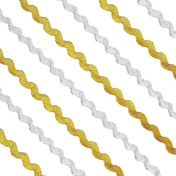 54.7 Yards 2 Colors RIC Rac Wavy Bending Ribbon Rick Rack Webbing Edge Fringe Trim Curved Lace Dress Accessories for Sewing Cloth Gift Wrapping DIY Making Home Party Decoration