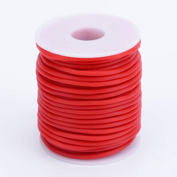 54.7 Yards 2mm Hollow Pipe PVC Tubular Rubber Cord with 1mm Hole Red Plastic Lacing String Tubing Knitting Barber Cord Wrapped Around White Plastic Spool for Versatile Applications for DIY Red