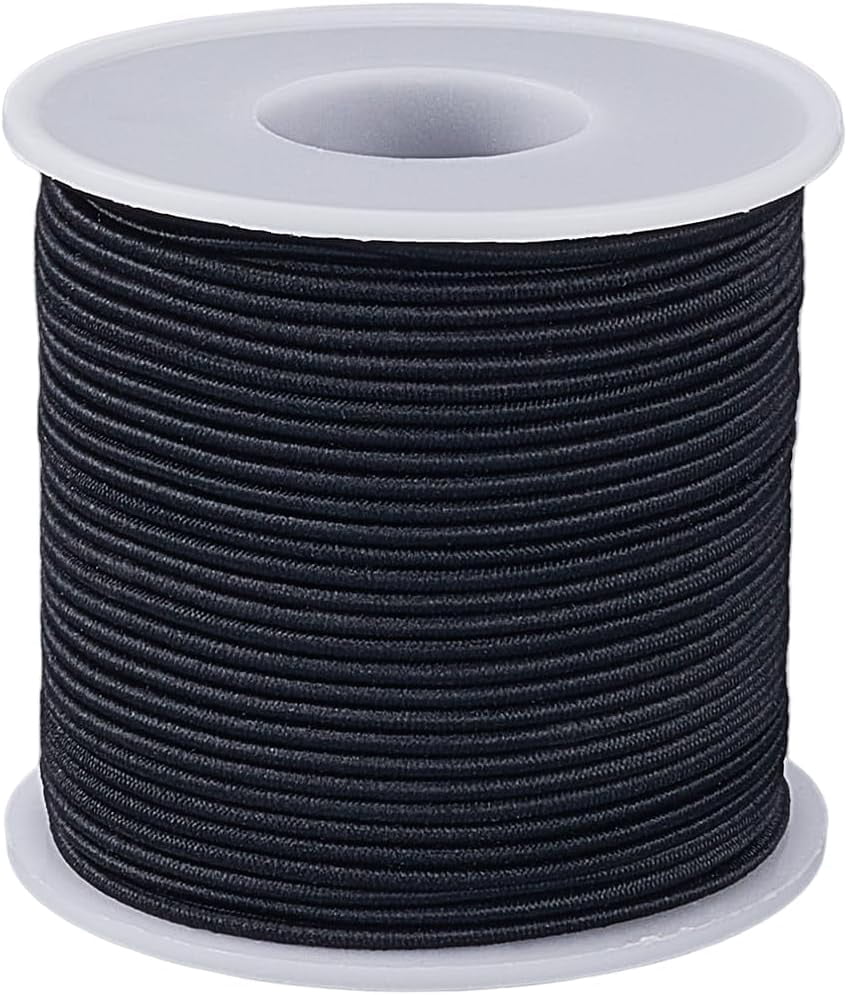 Thin String Rope 54.7 Yards/50M 2mm Stretch String Black Elastic Cording Fibre Heavy ...