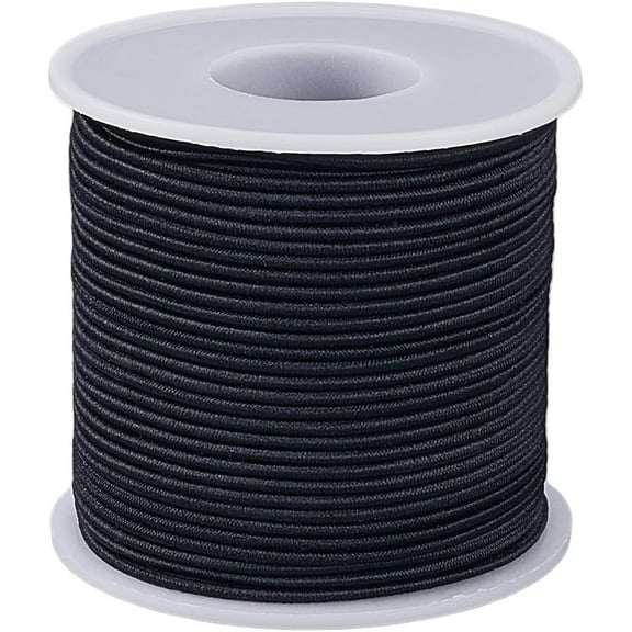 54.7 Yards/50M 2mm Stretch String Black Elastic Cording Fibre Heavy Duty Round Stretchy Bungee Shock Beading Rope Cord with Spool for Jewelry Making Bracelet Necklace DIY Craft Supplies