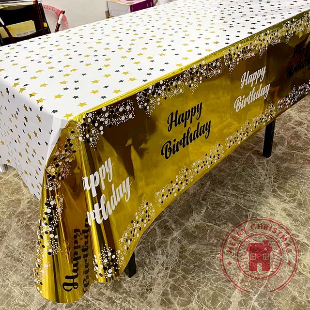 54×72inch Happy Birthday Decor Letter Printed Tablecloth Decoration