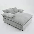 thumbnail image 1 of Adjustable 4-Position Chaise Sofa Bed with Fluffy Cushions - Oversized Gray Corduroy Sleeper for Guest Comfort & Living Room Use, 1 of 7