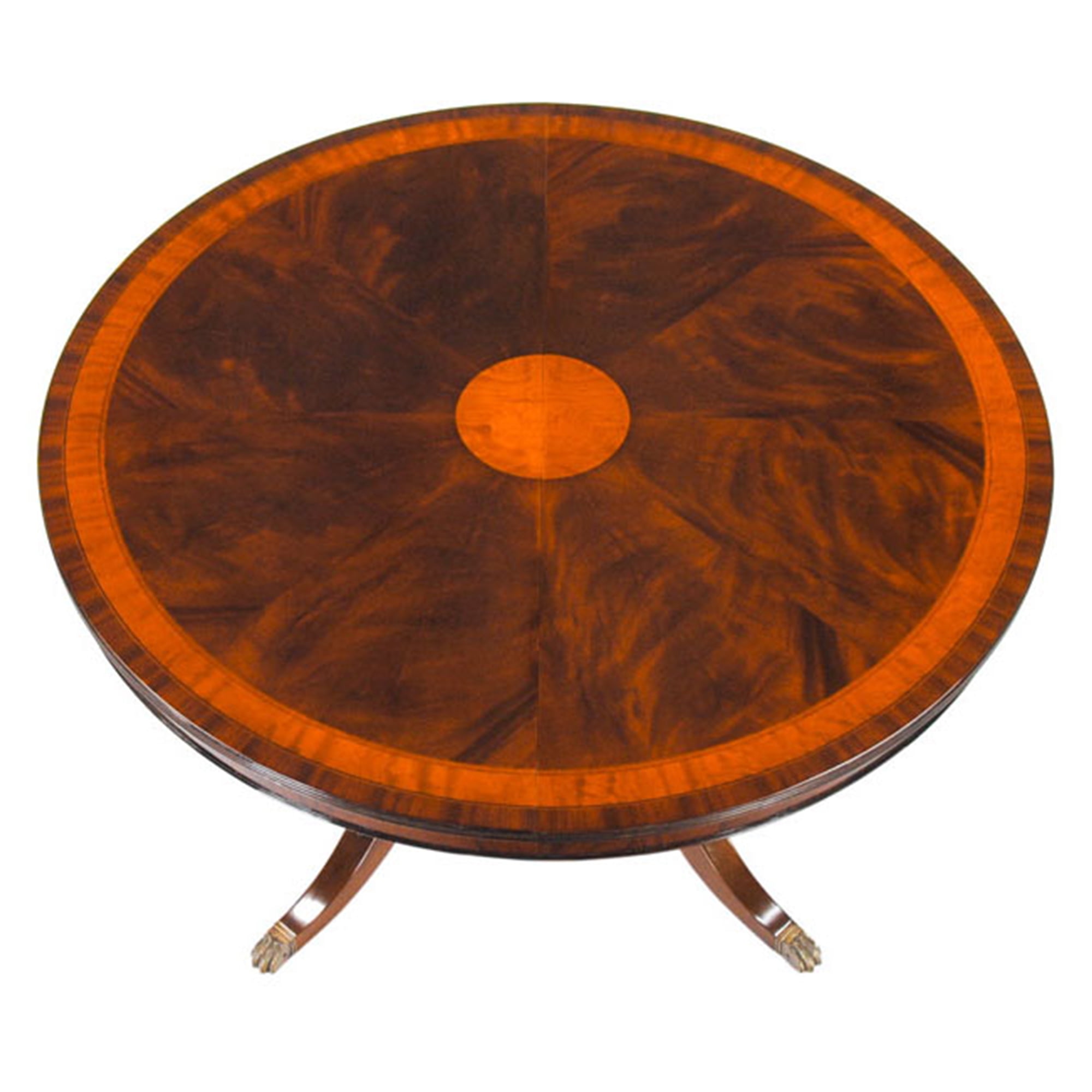 54"-90" Round Mahogany Extendable Dining Table with Pedestal Base