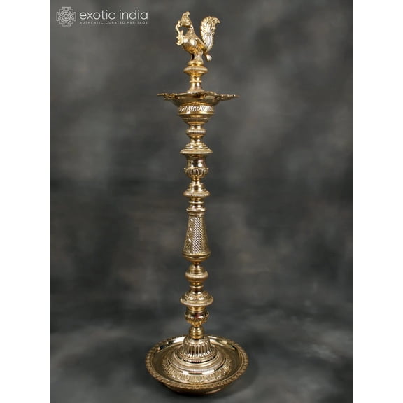 54" Annam Lamp (Peacock Lamp) In Brass | Handmade | Made In India