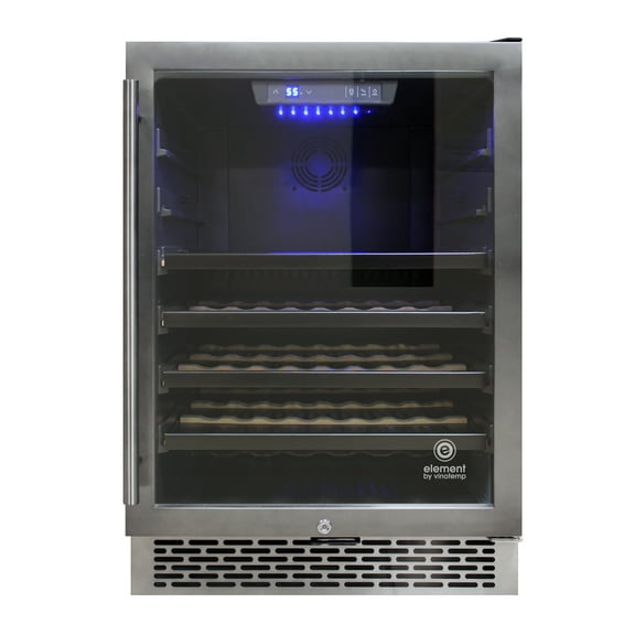 54-Bottle Smoked Black Stainless Steel Wine Cooler