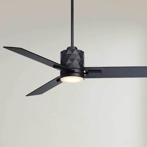 54" Casa Vieja Lex Matte Black LED Ceiling Fan with Remote