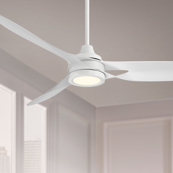 54" Casa Vieja Mystere Matte White Indoor/Outdoor LED Ceiling Fan