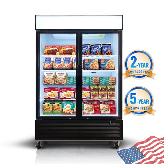 ORIKOOL 54"Commercial Display Freezer with 2 Glass Door ,44.8 Cu.ft Door Lock