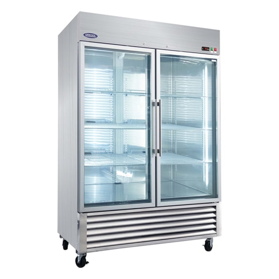 54" Commercial Display Refrigerator Swing Glass Door 49 Cu.ft Stainless Steel Reach-in Merchandiser Refrigerators with LED Lighting