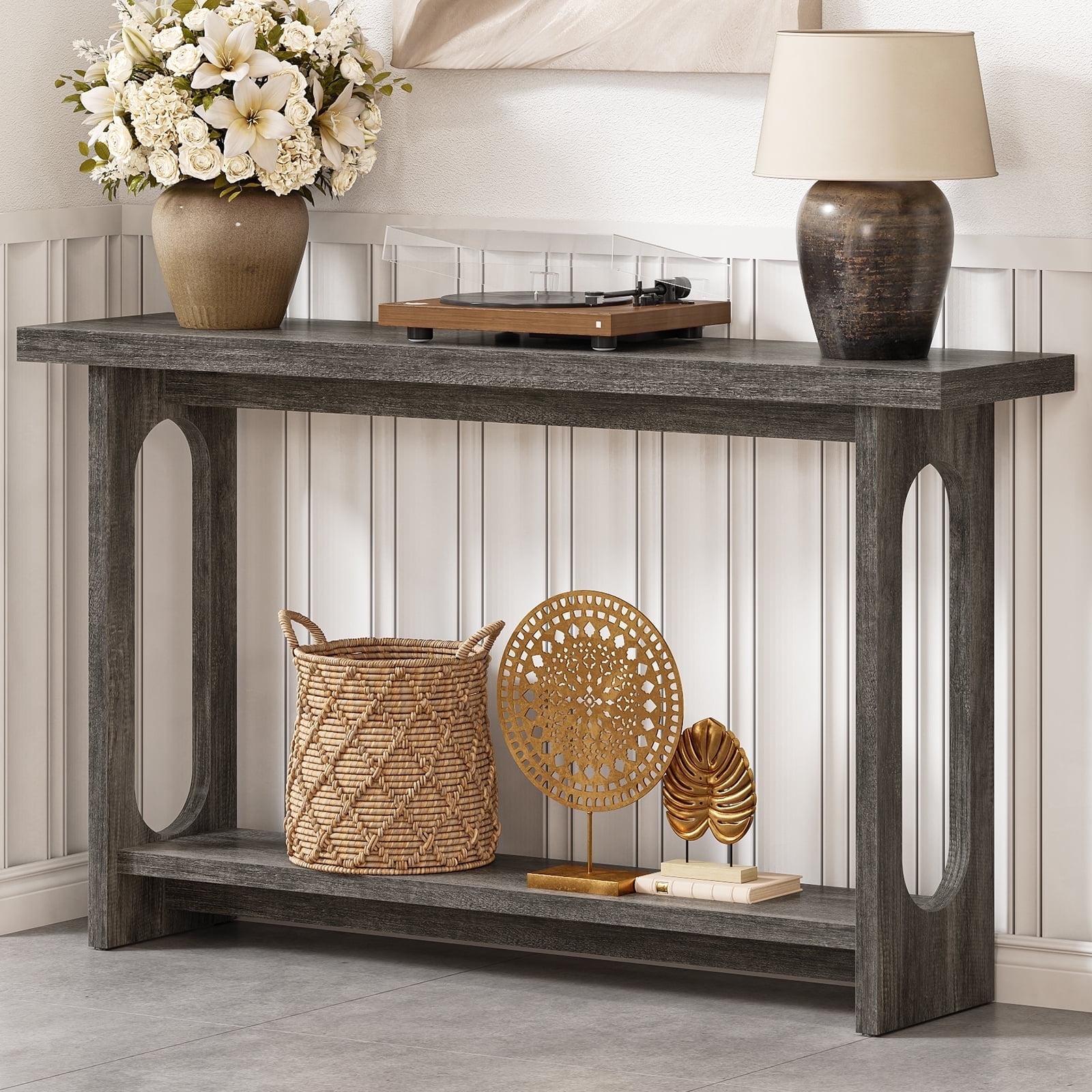 Tarnorci 54" Console Table,  Sofa Table with Storage Shelves, Narrow Table for Entryway,Living Room, Foyer