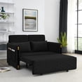 thumbnail image 1 of 54" Convertible Sofa Bed Velvet Sofa Couch Adjustable Backrest Comfortable Pull Out Sleep Bed With 2 Detachable Arm Pockets 2 Pillows Grid Design Armrests For Living Room, 1 of 9