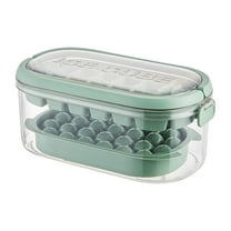 54-Cube Ice Tray with Storage Box - BPA-Free Food Grade, Stackable & Portable for Refrigerator, Includes Ice Scoop, Transparent Lid & Built-in Handle (Round & Square Molds) Green
