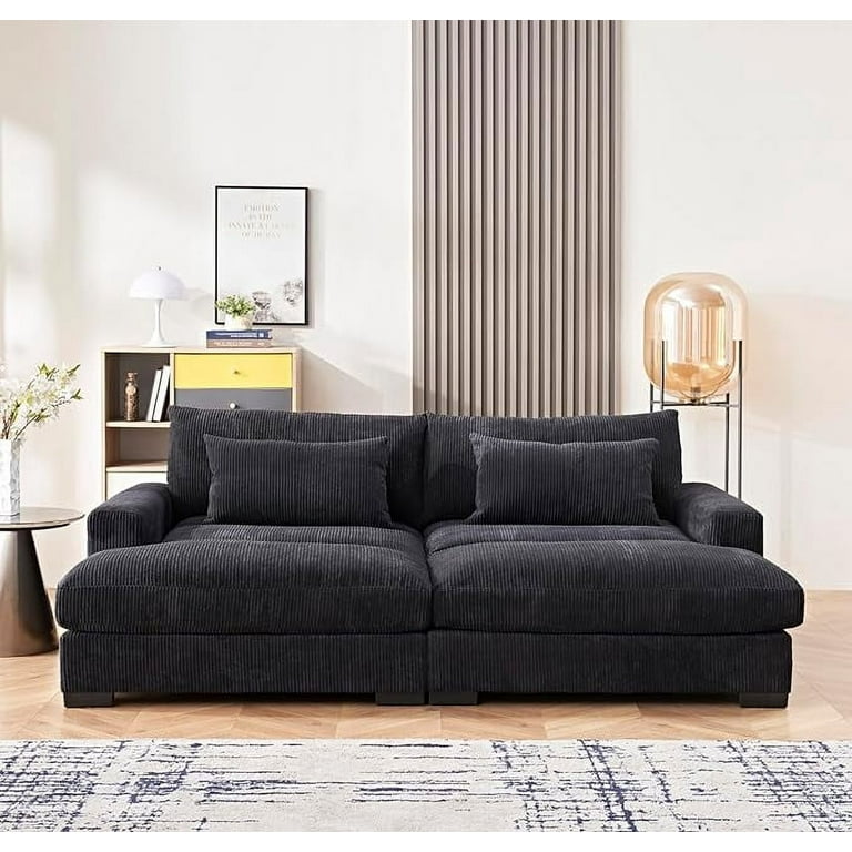 Uspridefurniture 54 Depth Deep Seated Sofa Double Chaise Corduroy Upholstery S5847 S