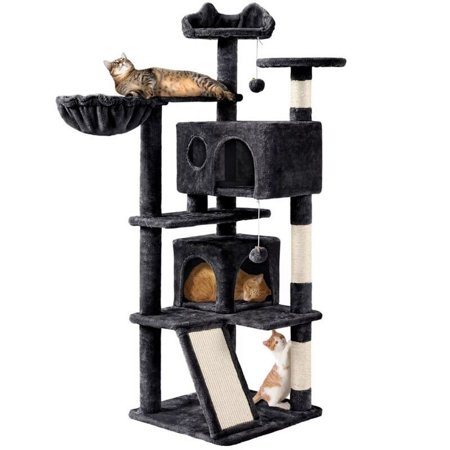54" Double Condo Cat Tree Black