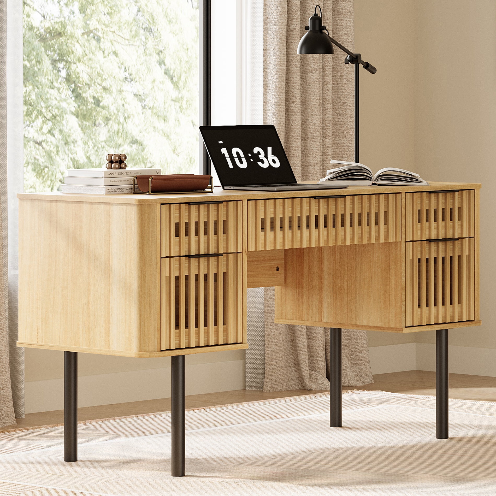 54" Executive Computer Desk with Storage and 5 Drawers for Home Office