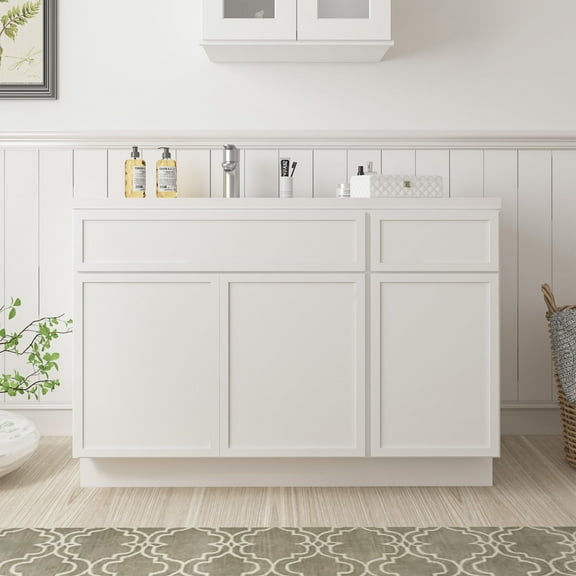 54" Freestanding Bathroom Vanity Cabinet without Top in White