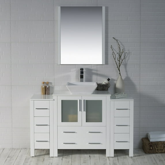54" Freestanding Bathroom Vanity & Ceramic Sink - Glossy White