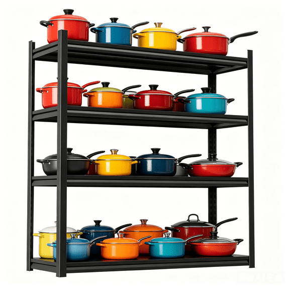 54"H Kitchen Shelving Unit, 40" Wide Adjustable Black Storage Shelves, 4-Tier Heavy Duty Utility Rack , Massive Organization for Living Room Decor, Bedroom Storage, Pantry Supplies & Garage Tools
