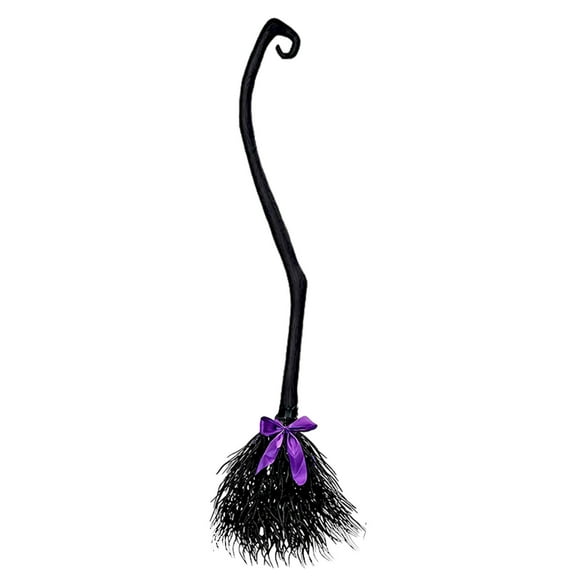 54" Halloween Witch Broomstick with 3 Colorful Ribbons - Wicked Witches Broom for , Party Decor, Halloween Props for Kids & Adults, Wizard Themed Layout Decorations