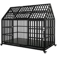 thumbnail image 1 of 54" Heavy Duty Dog Crate Large Dog cage Strong Metal Dog Kennels and Crates for Large Dogs Top Open with 2 Doors 4 Lockable Wheels 2 Removable Trays, 1 of 18