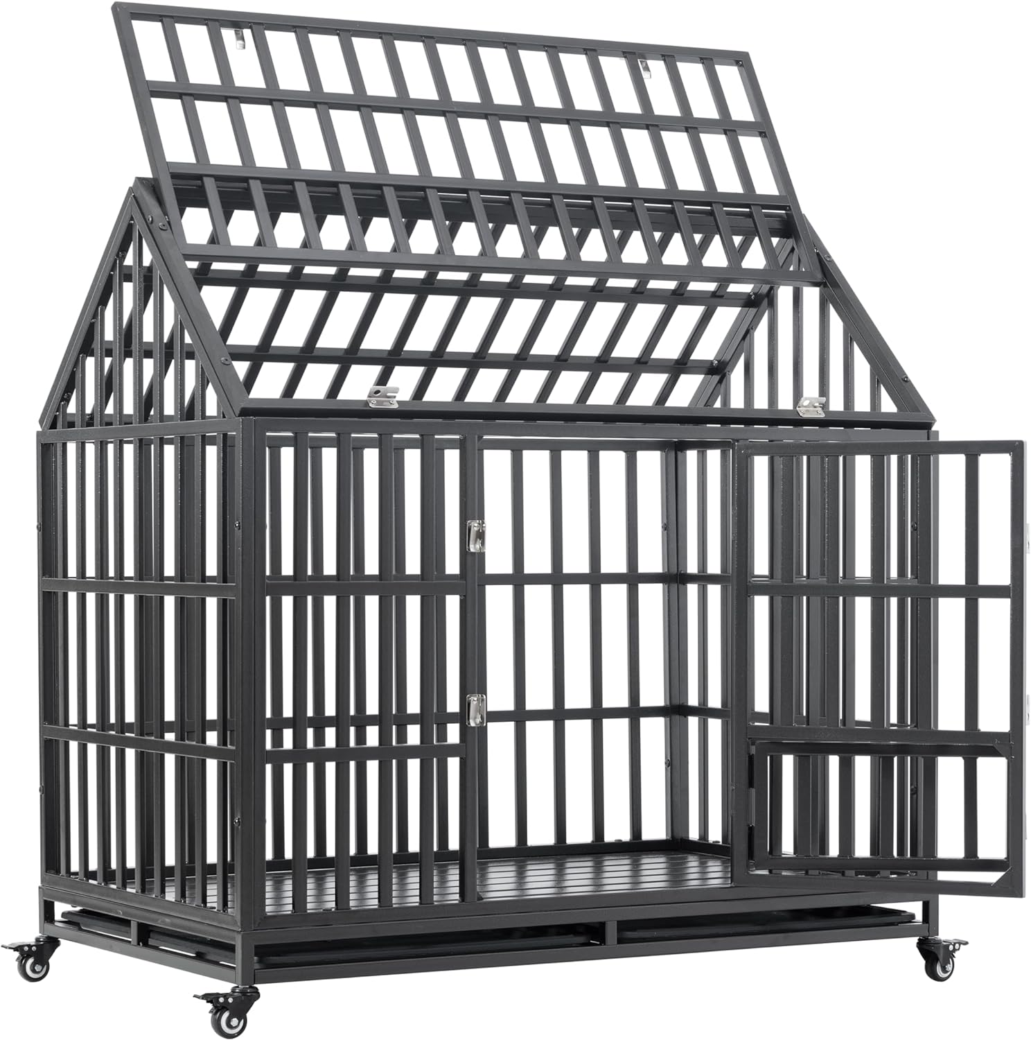 54" Heavy Duty Dog Crate Large Dog cage Strong Metal Dog Kennels and