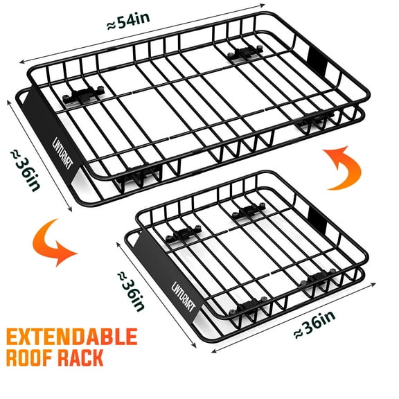 54" Heavy Duty Steel Roof Rack Basket Lockable Cargo Carrier for SUV/Truck