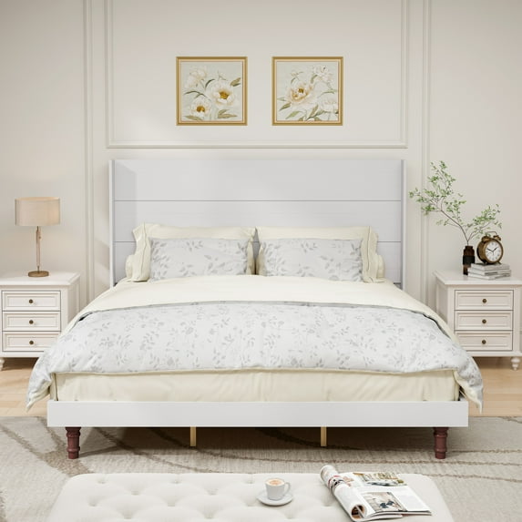 54" High Headboard Bed, King Size, White