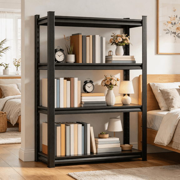 54"Hx36"W Metal Garage Shelving Unit,4 Tier Steel Pot Rack,Heavy Duty Adjustable Plant Shelf,Warehouse Storage Shelves,2400 Waterproof Rustproof for Basement Kitchen Pantry Bathroom Laundry