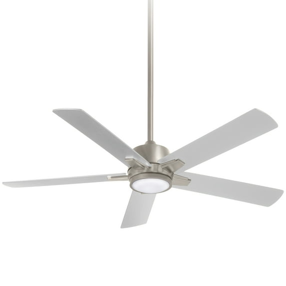 54 Inch 5 Blade Ceiling Fan With Light Kit-Brushed Nickel Finish-Silver Blade Color Minka Aire Fans F619l-Bn