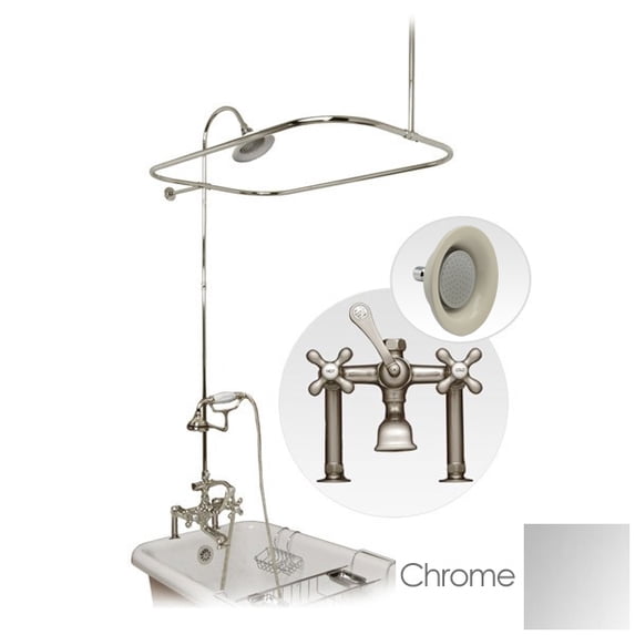 54 Inch Clawfoot Tub Rim Mount Shower Enclosure with Faucet and Sunflower Shower Head