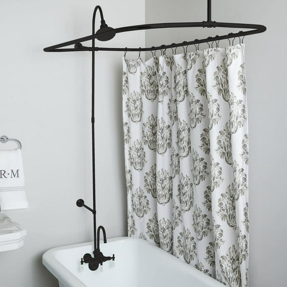 54 Inch Clawfoot Tub Shower Enclosure with Watering Can Shower Head