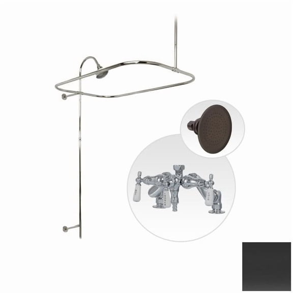 54 Inch Deck Mount Clawfoot Tub Shower Enclosure with Downspout Faucet and Watering Can Shower Head